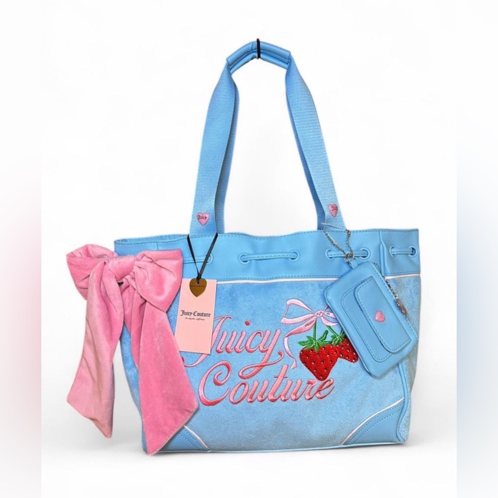 Juicy Couture “Retro Strawberry” Daydreamer Tote, blue